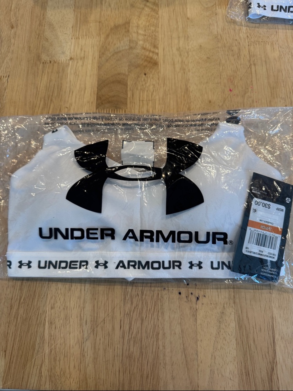 Under Armour White & Black XS women’s Logo Sports Bra Crop Top